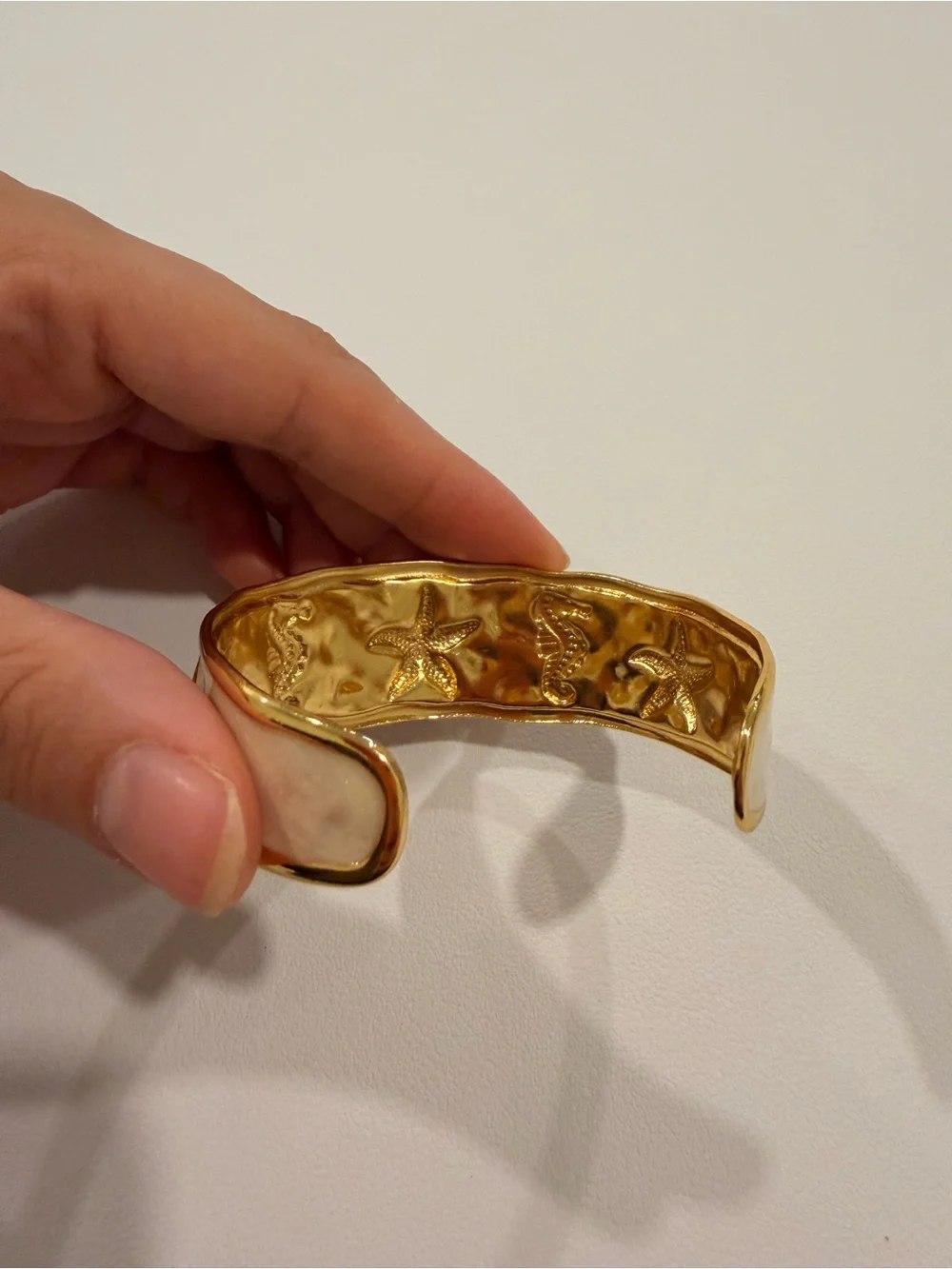 White and Gold Sea Motif Cuff Bracelet